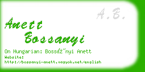 anett bossanyi business card